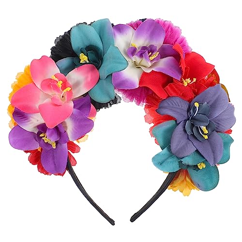 POPETPOP Halloween-blumenkrone Blumenkronen-stirnband Mexikanische Blumen Für Die Haare Tag Der Toten Haarband Mexikanische Kostüme Für Frauen Kopfschmuck Feen Stoff Abschlussball Kopftaste von POPETPOP