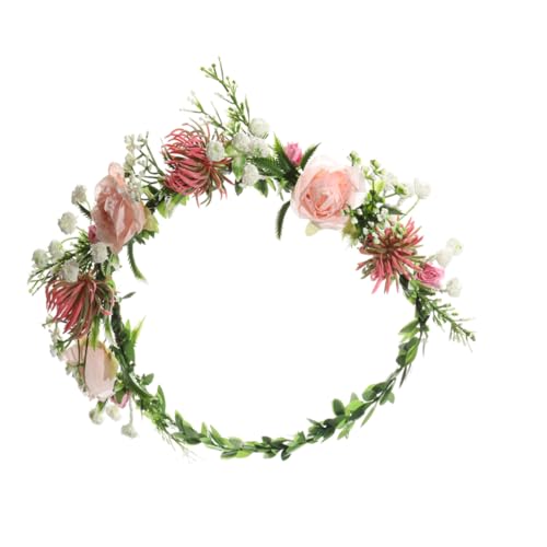 POPETPOP Blumenkrone Stirnband Braut Haarschmuck Weißes Blumenhaarband Hochzeit Kopfschmuck Party Fotografie Brautjungfern Headpiece Elegant und Komfortabel von POPETPOP