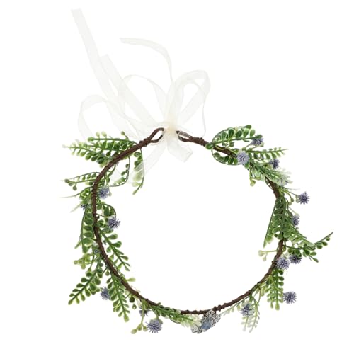 POPETPOP Boho Headband mit Handgefertigten Blumen und Funkelnden Kristallakzenten Vintage Floral Tiara für Braut Hochzeit Cosplay und Festliche Anlässe Blaues Stirnband für Damen und von POPETPOP