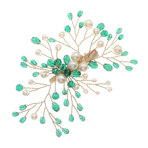 POPETPOP Braut Haarklammer mit Handgefertigten Grünen Kristallperlen Chic Haarschmuck für Hochzeit Tanz Party und Festliche Anlässe Stilvoller Kopfschmuck für Damen und Bräute von POPETPOP
