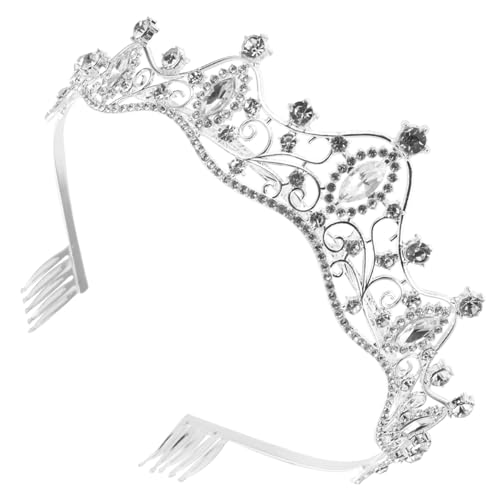 POPETPOP Braut Tiara Krone Silber Strass Hochzeit Haarschmuck Leicht Bequem Sicher Festlich für Braut und Festliche Anlässe von POPETPOP