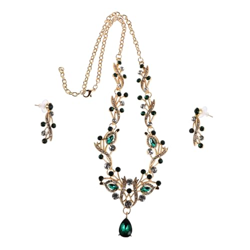 POPETPOP Brautschmuck Set Damen Strass Wasserfall Halskette Ohrringe Teiliges Set Funkelnde Hochzeit Party Schmucksets für Frauen von POPETPOP