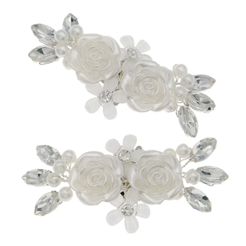POPETPOP Brautschuhclips Perlenblumen Elegant Abnehmbar Vielseitig Hochzeit Party Schmuck für Damen Pumps und High Heels Weiß von POPETPOP
