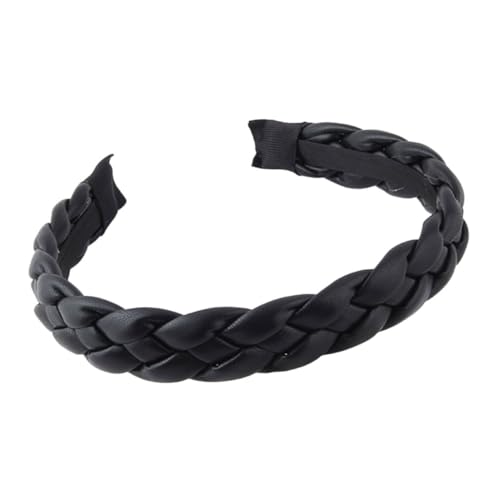 POPETPOP Breites Pu leder Haarband Damen Geflochtenes Retro Stirnband Schonend für Haare Festival Haarschmuck Weihnachtsfeier Dekoratives Mode accessoire von POPETPOP