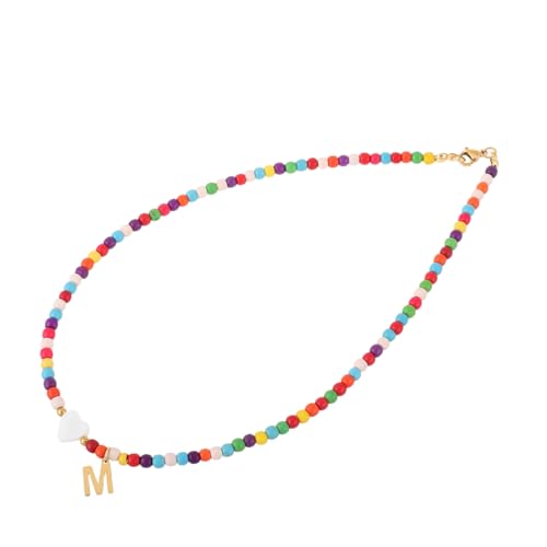 POPETPOP Bunte Halskette mit Türkisperlen Filigraner Damen Clavicle Choker mit Herzanhänger Modischer Schmuck für Alltag Partys und Romantische Dates von POPETPOP