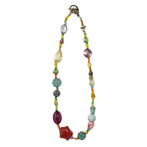 POPETPOP Bunte Perlenkette Damen Boho Stil Sternanhänger Kollier Schlüsselbeinkette Modischer Schmuck für Alltag Party und Festliche Anlässe von POPETPOP