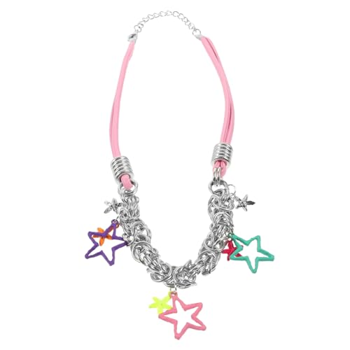 POPETPOP Bunte Sternanhänger Kette Damen Choker Halskette Modisch Individuell Clavicle Schmuck für Alltag und Party von POPETPOP