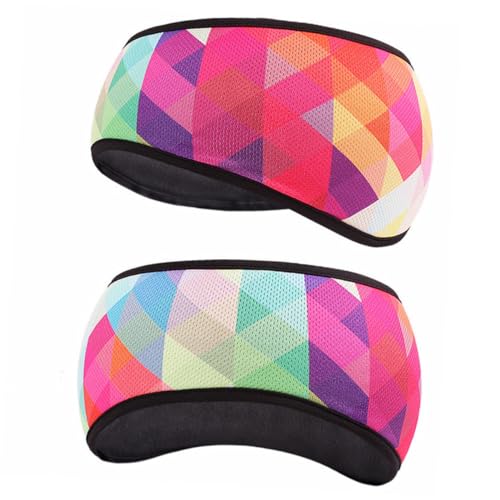 POPETPOP Buntes Rhombus Muster Sport Ohrwärmer Stirnband Elastisch Winter Wrap Atmungsaktiv Sweatband für Damen und Herren Outdoor Radfahren Laufen Skifahren von POPETPOP