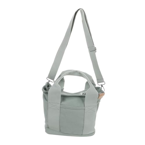 POPETPOP Canvas Handtasche Damen Verstellbarer Gurt Vielseitige Umhängetasche Kleine Tote Bag Grün Langlebig Für Arbeit Schule Reisen Alltag von POPETPOP