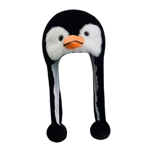 POPETPOP Cartoon Pinguin Mütze Plüsch Hüte mit Ohrenschutz Lustig Performance Fotorequisit Stretch Winter Kopfbedeckung von POPETPOP