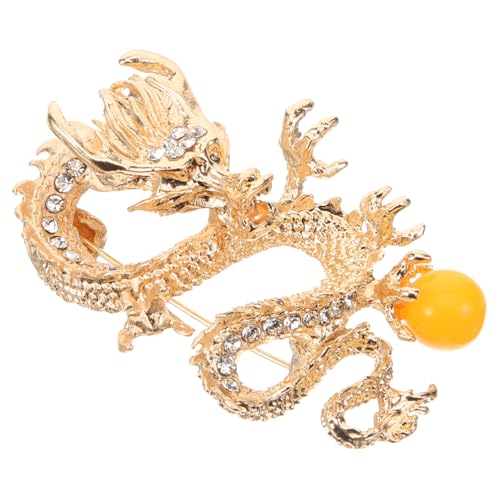POPETPOP Chinesische Drachen Brosche Robust Vintage Stil Anstecknadel für Damen und Herren Modisches Schmuckstück für Anzug Stola Schal und Pullover Vielseitiges Accessoire Geschenkidee von POPETPOP