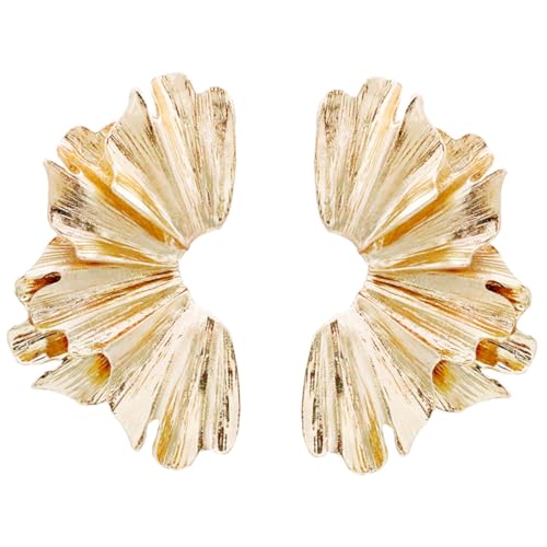 POPETPOP Chunky Damen Vintage Design Mehrlagig Gefaltete Ginkgo form Leichte Legierung Statement Schmuck Geschenkidee für Frauen Alltag Party von POPETPOP