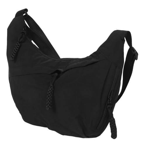 POPETPOP Crossbody Canvas Bag Damen Schultertasche mit Verstellbarem Gurt Große Kapazität Schwarze Underarm Tasche für Alltag Freizeit Mode von POPETPOP