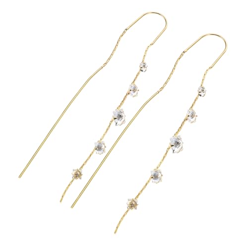 POPETPOP Cubic Rhinestone Pave Ohrringe Damen Modische Leichte Tassel Designs Auffällige Hängende Statement Ohrringe für Partys Hochzeiten und Alltag Goldfarbene Strass Ohrhänger von POPETPOP