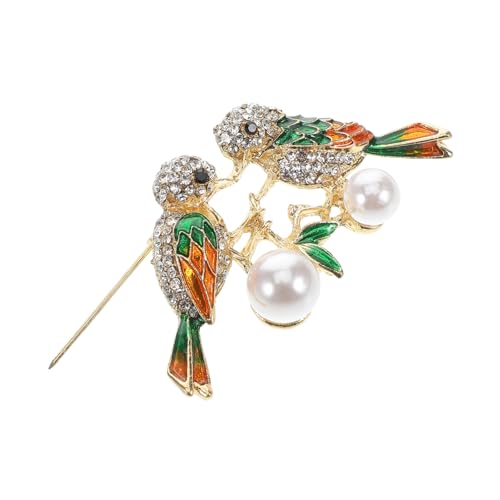 POPETPOP Damen Brosche aus Robustem Zinklegierung mit Magpie Funkelnder Strassverzierung Sichere Anstecknadel Vintage Tierbrosche für Kleid und Anzug Modisches Accessoire für Frauen von POPETPOP