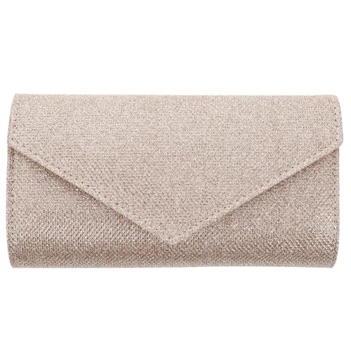 POPETPOP Damen Clutch Abendtasche mit Metallkette Schimmernde Mini Umhängetasche aus Polyester Kompakte Handtasche für Party Hochzeit und Formelle Anlässe Vielseitig Tragbar als Schulter von POPETPOP