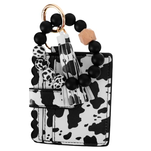 POPETPOP Damen Geldbörse mit Großem Fassungsvermögen Farbige Perlen Wickelarmband PU Material Kleines Portemonnaie für Karten und Münzen Modische Clutch mit Schlüsselanhänger Leicht und von POPETPOP