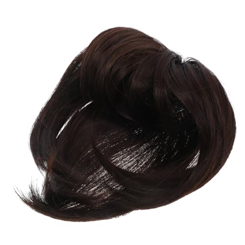 POPETPOP Damen Haarteil für Dünner Werdendes Haar Unsichtbare Perücke aus Synthetischem Material Tiefbraun Leicht und Bequem für Besondere Anlässe von POPETPOP