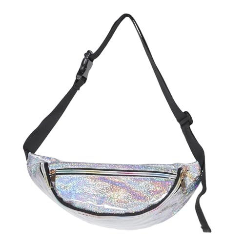POPETPOP Damen Holografische Bauchtasche PU Waist Pack mit Verstellbarem Gürtel Sportliche Hüfttasche für Outdoor Running Joggen Freizeit und Crossbody Nutzung Leicht und Modisch von POPETPOP