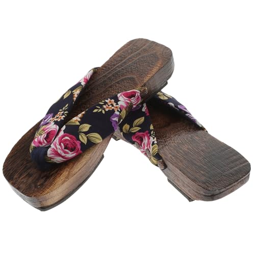 POPETPOP Damen Massage Clogs Sandalen mit Plattform Bequeme Sommerschuhe Slipper aus Baumwollstoff Schwarz für Alltag Freizeit Outdoor von POPETPOP