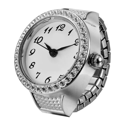 POPETPOP Damen Ringuhr Fingeruhr Kleiner Ring Uhr Vintage Design Edelstahl Ziffer Für Damen Und Herren von POPETPOP