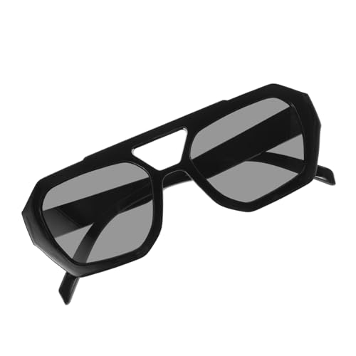 POPETPOP Damen Sonnenbrille Hexagonal Doppelsteg Unregelmäßig Leicht UV Schutz Party Sonnenbrille mit Schwarz Grauen Gläsern für Strand Pool und Freizeit von POPETPOP
