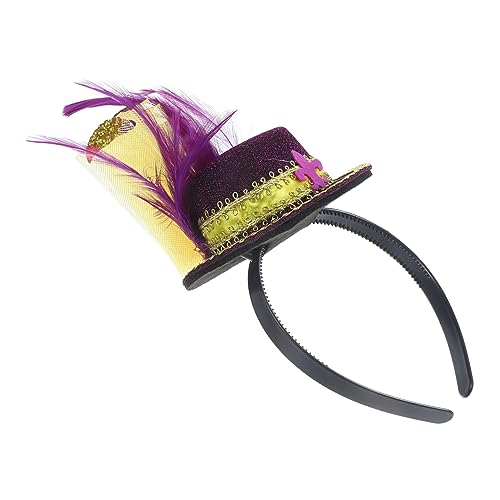 POPETPOP Lila Zylinder-feder-stirnband-haar-accessoires Zylinder-stirnband Fascinator-kopfschmuck Kopfschmuck Für Die Teeparty Fascinator-hut-stirnband Damen Irland Charme Violett Filzstoff von POPETPOP