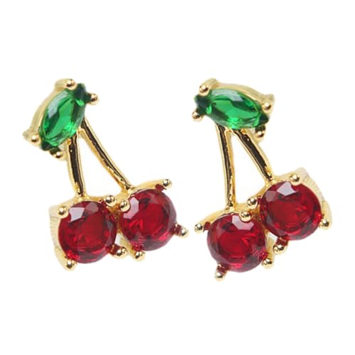 POPETPOP Delikate Ohrstecker Rote Zirkonia Früchte Ohrringe Damen Leichtes Hautfreundliches Schmuck Für Alltag Und Festliche Anlässe von POPETPOP