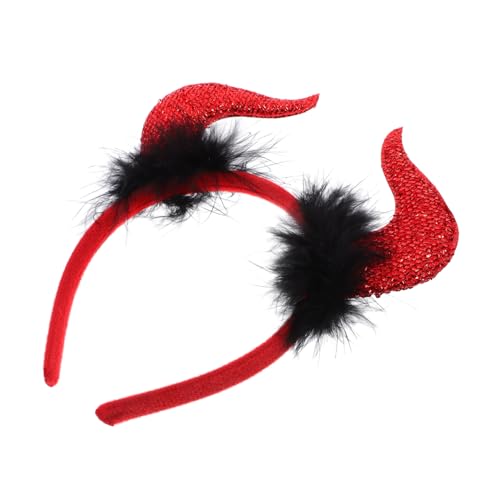 POPETPOP Devil Horns Haarreif Rot Leichtes Cosplay Kopfschmuck für Halloween Kostüm Langlebig und für Erwachsene Karneval Party Zubehör von POPETPOP