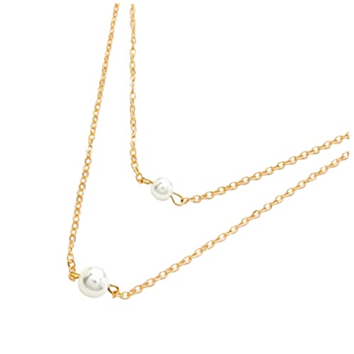 POPETPOP Doppellagige Perlenhalskette für Frauen Simulierte Perlenkette Eleganter Schmuck für Besondere Anlässe Tägliche Looks Perfektes für Freundinnen von POPETPOP