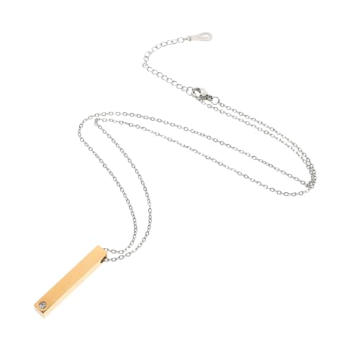 POPETPOP Edelstahl Halskette mit Vertikalem Anhänger und Präzisen Strasssteinen Personalisierbare Namensplatte Glänzende DIY Schmuck für Valentinstag Modisches von POPETPOP