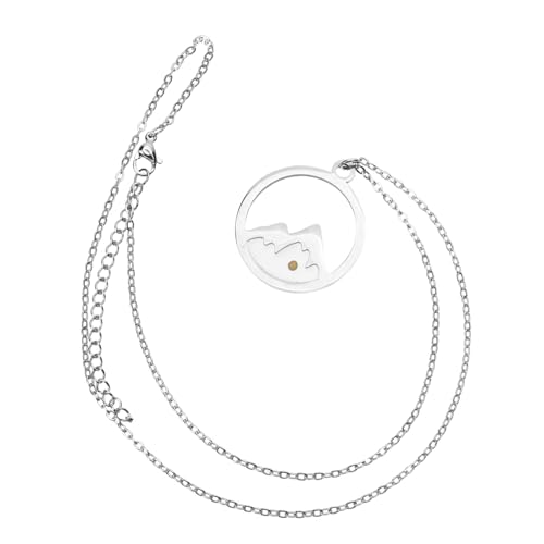 POPETPOP Edelstahl Körner Halskette Damen mit Berg anhänger Leicht und Modisch Einfache Alltagskette Stilvoller Schmuck für und Vielseitigen Einsatz von POPETPOP