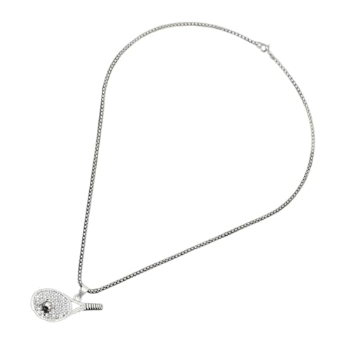 POPETPOP Edelstahl Tennisracket Anhänger Halskette Kreatives Sport Schmuckstück Unisex Modisch Für Erwachsene Teenager Geschenkidee von POPETPOP