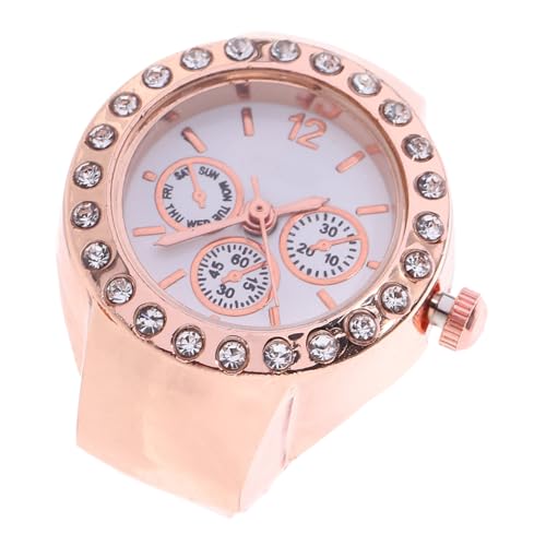 POPETPOP Strass Ringuhr Damen Elastische Ring Quarzuhr Fingeruhr Für Partys Stilvolle Schmuckuhr Mit Strass Festival von POPETPOP