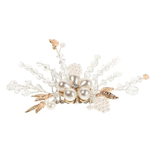 POPETPOP Eleganter Haarkamm Hochzeit Perlenblumen Haarschmuck Braut Haarkamm aus Zinklegierung und Kunststoff Vielseitig für Updo Halfup Locken Stilvoller Brautschmuck für Besondere von POPETPOP