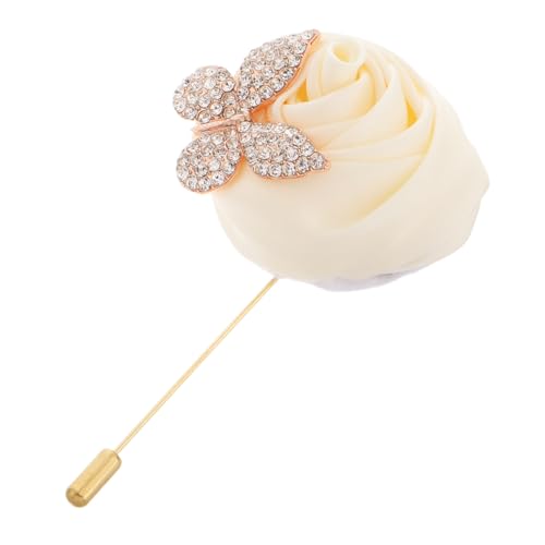 POPETPOP Eleganter Herren Hochzeitsanstecker mit Rosen und Schmetterlingsrhinestones Künstliche Boutonniere für Bräutigam und Trauzeugen Langlebige Anstecknadel zur Anzugdekoration bei von POPETPOP