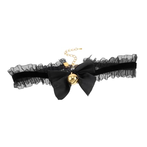 POPETPOP Eleganter Lolita Spitzen Bowknot Choker mit Glöckchen Verstellbares aus Langlebigem Material Sichere Modisches Cosplay Schmuckzubehör für von POPETPOP