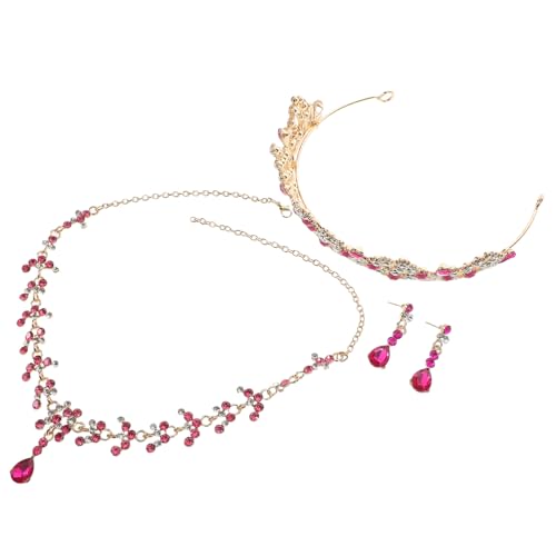 POPETPOP Elegantes Brautschmuck Set Damen mit Tiara Ohrringen und Halskette Strahlendes Design Langlebig und Vielseitig für Hochzeit Geburtstag Party Edles Accessoire für Besondere Anlässe von POPETPOP