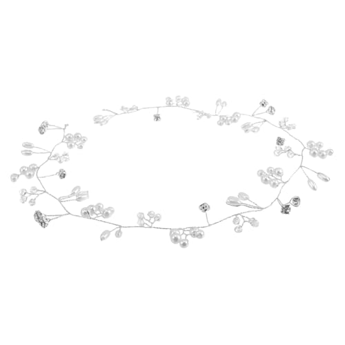 POPETPOP Elegantes Silbernes Braut Haarband mit Perlen und Kristallen Leichtes Komfortables Haarschmuck für Frauen und Mädchen Vielseitiges Headpiece für Hochzeit und Festliche Anlässe von POPETPOP