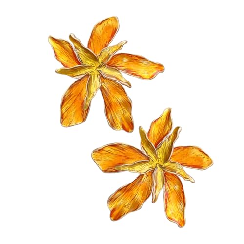POPETPOP Enamel Blumen Ohrstecker Damen Zweilagige Blüten Stilvolle Legierung Tropfen Öl Design Leicht und Elegant Modischer Damenschmuck für Alltag und Besondere Anlässe von POPETPOP