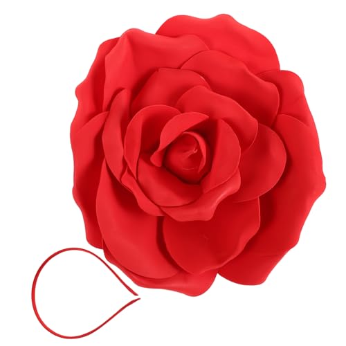 POPETPOP Exaggerated Rote Rosen Haarreif Großes Blumen Brautschmuck Für Hochzeit Fotoshooting Karneval Damen Stilvolles Accessoire Robust von POPETPOP
