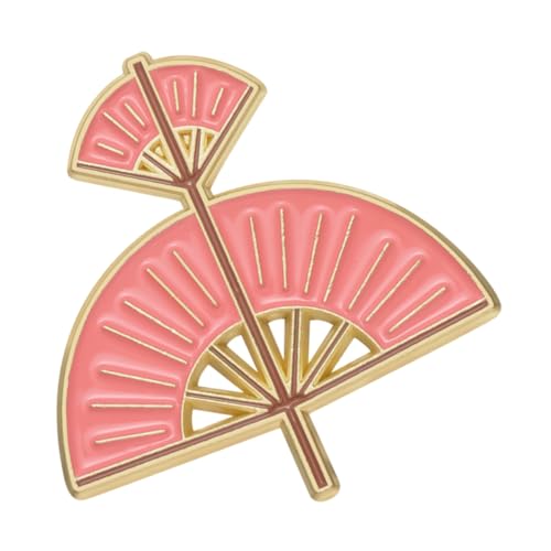 POPETPOP Fächer Brosche Rosa Emaille Doppelte Anhänger Modischer Cardigan Clip Dekorativer Kleidkragen Anstecker für Damen Vielseitiger Schmuck für Pullover und Schals von POPETPOP