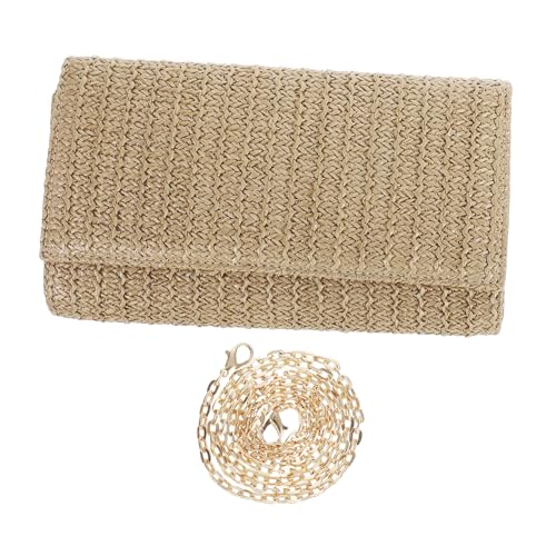 POPETPOP Falsche Stroh Umhängetasche Damen Geflochtene Handtasche Sommer Clutch Kleine Crossbody Tasche Elegant für Strand Urlaub Freizeit von POPETPOP