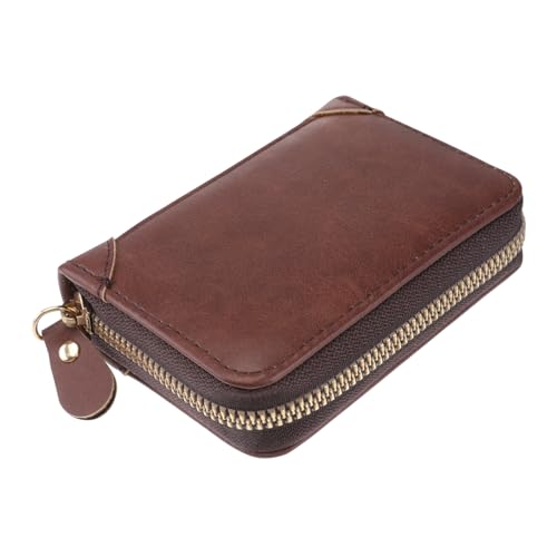 POPETPOP Echtleder Geldbörse Herren RFID Brieftasche Antimagnetisch Große Kapazität Münzfach Klappportemonnaie Für Alltag Und Reisen Kaffee von POPETPOP