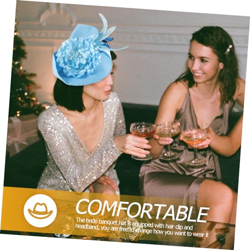 POPETPOP Fascinator Haarreif für Frauen Leichter Braut Haarschmuck mit Stoffblumen und Federn Verstellbar Geeignet für Hochzeiten Teepartys Bankette und Festliche Anlässe von POPETPOP
