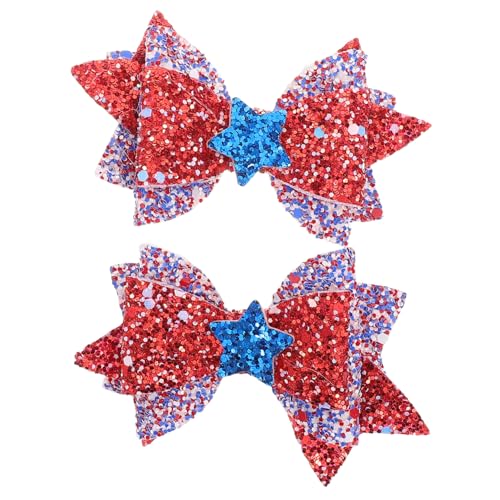 POPETPOP Festliche Haarschmuck für Mädchen Leichte Stern und Schleifen Haarclips für Unabhängigkeitstag Partyaccessoires Vielseitig Kombinierbar Angenehm zu Tragen von POPETPOP