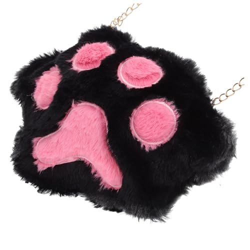 POPETPOP Flauschige Crossbody Tasche Mädchen Schultertasche Katzenpfote Form mit Kette Tragbar Kleine Umhängetasche Damen Niedliche Handtasche für Alltag Party Alltag von POPETPOP