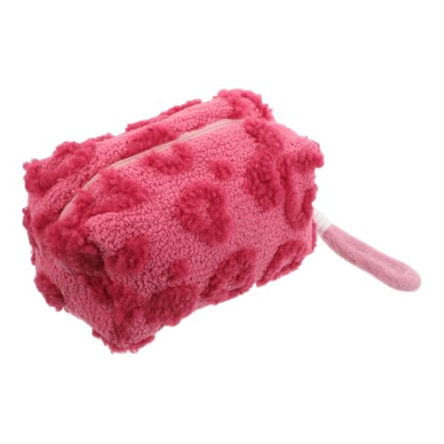 POPETPOP Flauschige Make-up-Kosmetiktasche: Großes Fassungsvermögen, Reise-Make-up-Tasche Für Frauen Und Mädchen, Tragbarer Kulturbeutel Mit Herzmuster von POPETPOP