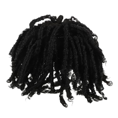 POPETPOP Geflochtene Locken Perücke Kurz Männer Synthetische Haarverlängerung Weich Strapazierfähig Alltagstauglich Stylingfreundlich Streetdance Afro Look von POPETPOP