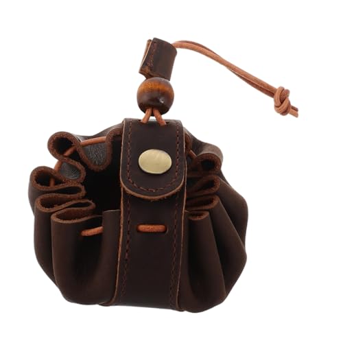 POPETPOP Münzportemonnaie Aus Rindsleder Mit Reißverschluss Kleine Geldbörse Für Damen Münztasche Mit Kordelzug Für Wechselgeld Organizer Für Schlüssel Und Accessoires von POPETPOP